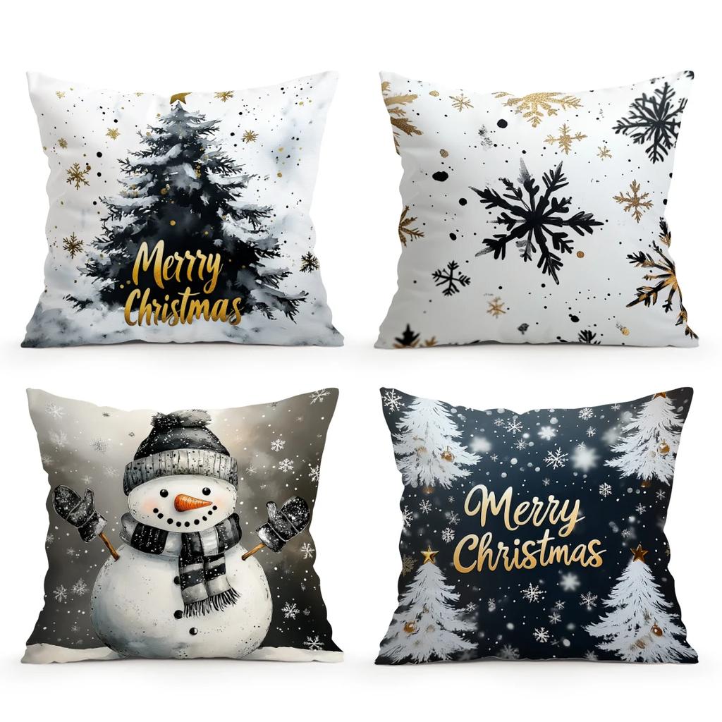 Merry Christmas Decorative Pillowcase Pillow Covers Throw Pillows Cushion Cases For Home Car Sofa Christmas Winter