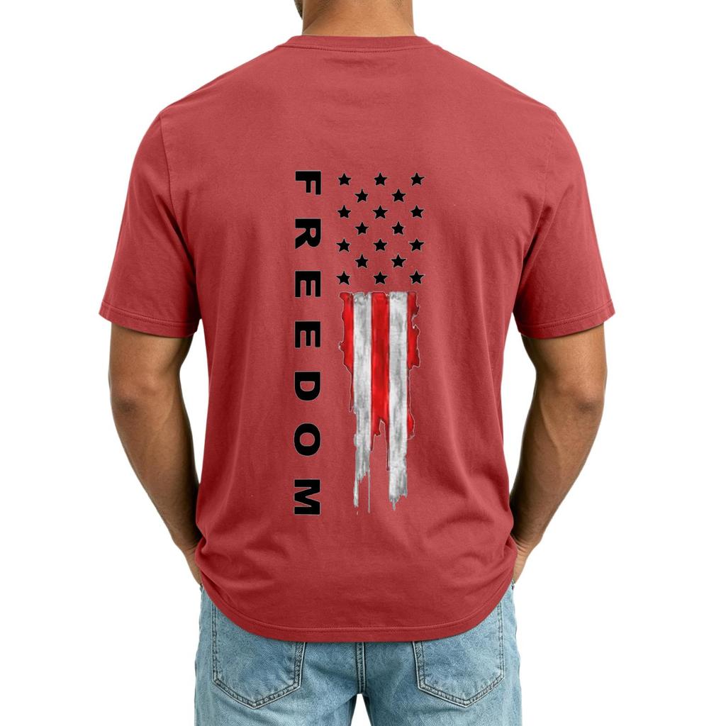 Men's V Neck Short Sleeve Casual Shirt with USA Print Pocket Design Lightweight Summer Top Comfortable Fit