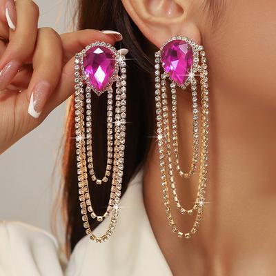 Boucles d'oreilles longues de luxe haut de gamme à chaîne griffe tendance populaire