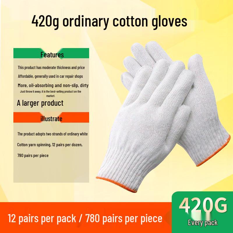 Cotton Yarn Work Gloves for Construction and Labor Protection
