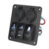 3 Gang Rocker Switch Panel 12V‑24V Dual USB Charger Cigarette Lighter Socket ON Off Switch for Truck