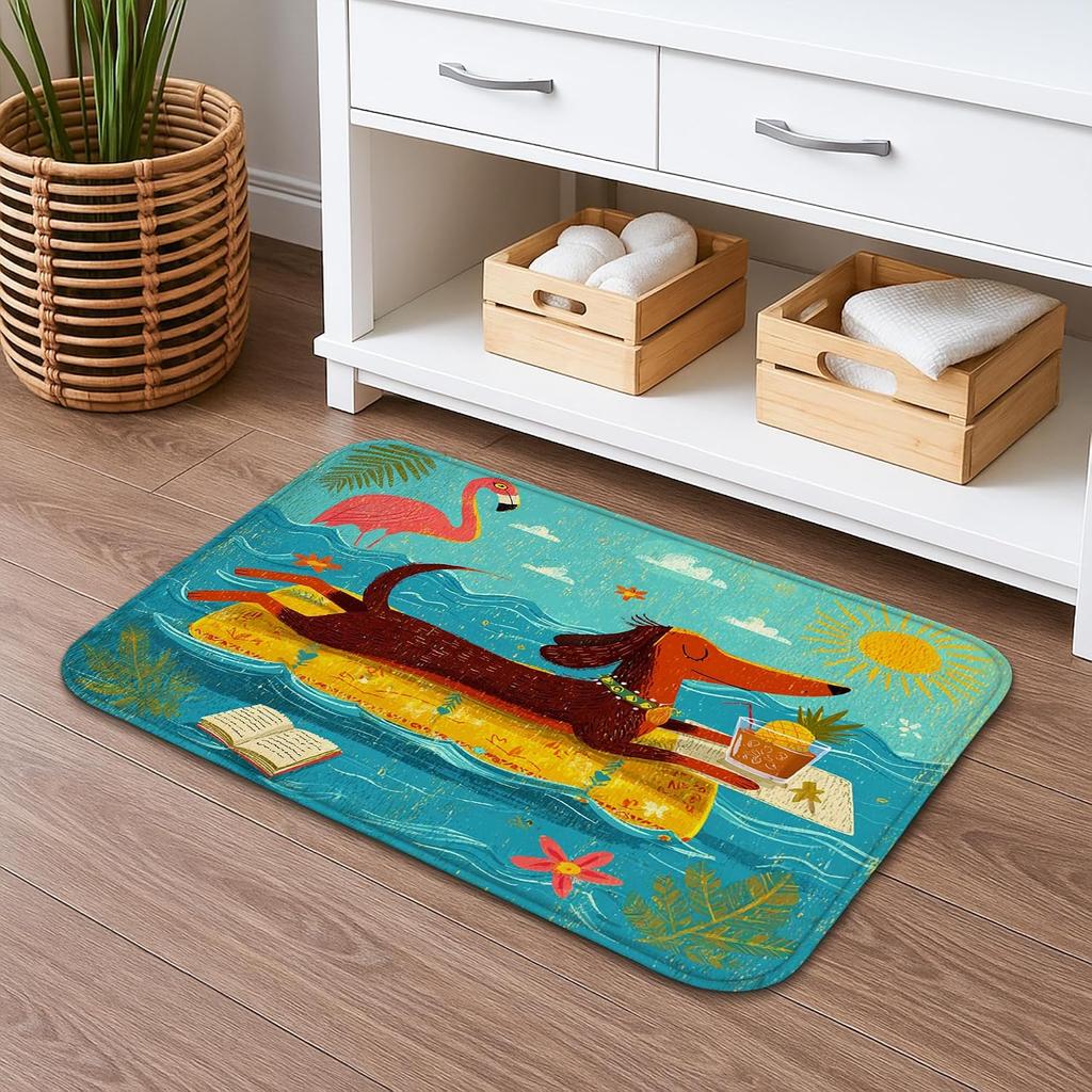 Tropical Beach Flamingo Seahorse Ocean Print Rug Runner Mat Nautical Coastal Style Home Decor Area Rug