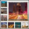 Curtains City Architecture Landscape 3D Digital Printing Blackout Curtains No Punching