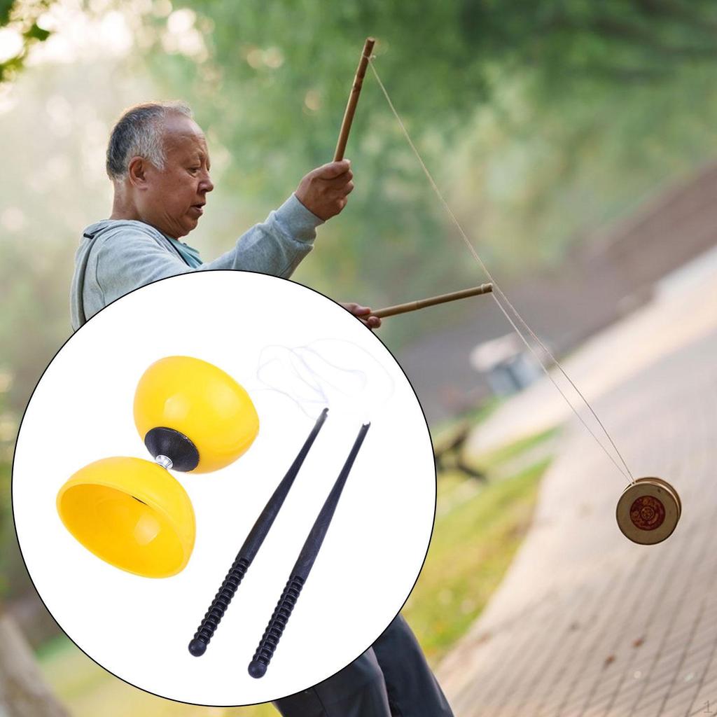 Chinese Yoyo Diabolo Set Ball Toy Double Headed Outdoor Fun Lightweight Triple Bearing