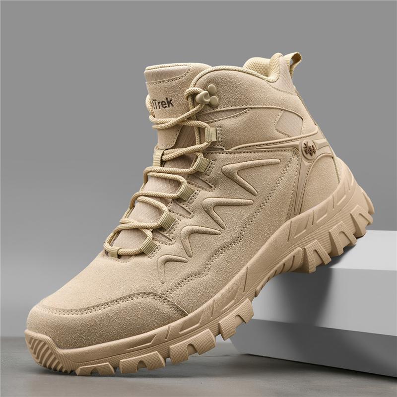 Men High-top Hiking Sneakers Wear-resistant Tactical Boots Non Slip Outdoor Sports Shoes for Trekking Camping Big Size 39-47
