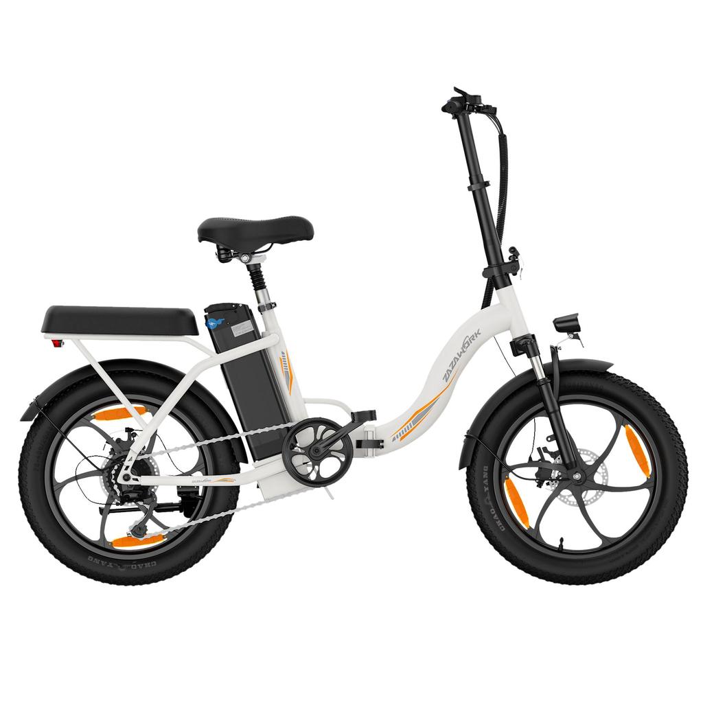 ZAZAWORK C16 City Folding Electric Bicycle 250W Motor 20 Inch Fat Tires 120Kg Load Outdoor Ride E-Bike With Tow Seat