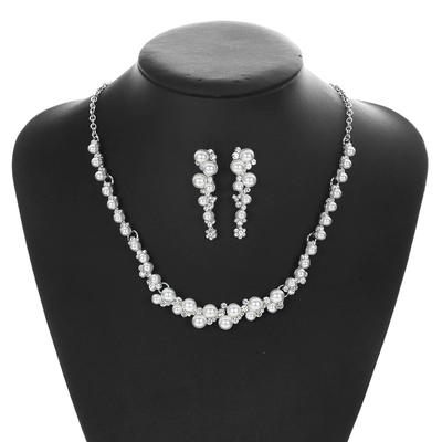 Fashion New Pearl Necklace Earrings Jewelry Set Bridal Wedding Dress Accessories