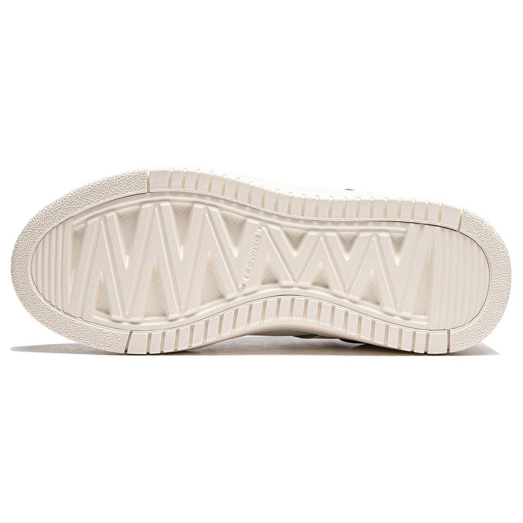 Li Ning Cheese Versatile Comfortable Simple Thick Sole Height Increasing Non-Slip Low-Top Skate Shoes Women sneaker White Green AGCU104-3