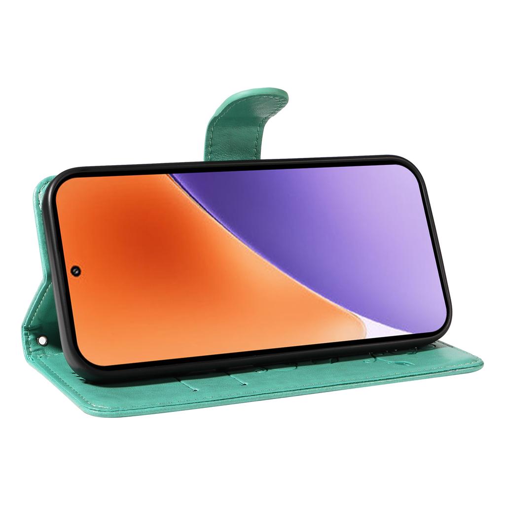 For Xiaomi 15 PU Leather Cases Flower Pattern Wallet Stand Phone Cover with Strap