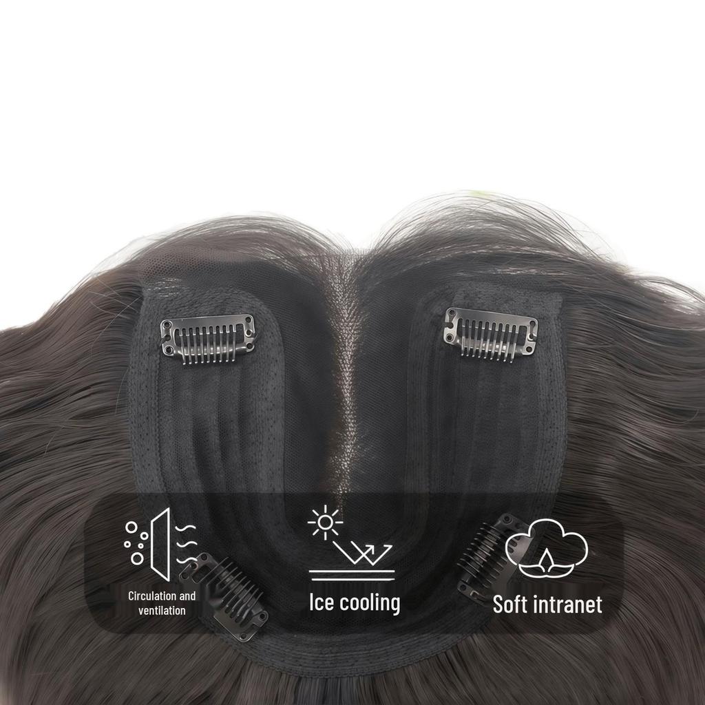 Natural Black Long Straight Hand-Woven Lace Wig Cap - Realistic Invisible Hairpiece for Daily Wear
