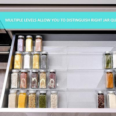 Spice Drawer Organizer 4 Tier Stepped Design Seasoning Rack 4 Pack Expandable Kitchen Storage Spice Jar Holder for Drawer Organization