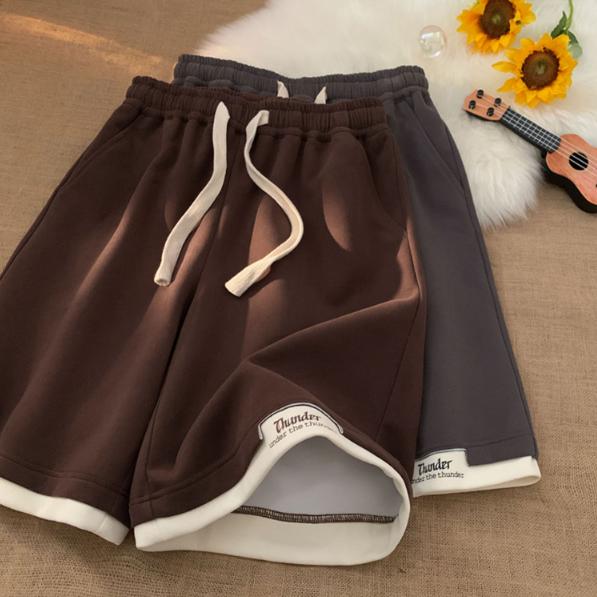 Büyük Beden Sahte İki Parça Spor Şort Bol Zayıflatıcı Düz Geniş Paça Çok Yönlü Günlük Beş Noktalı Pantolon