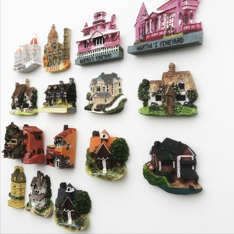Villa Architecture Refrigerator Fridge Magnet Sticker 3D Handmade Resin Travel Gift Souvenir Collection Home Decoration