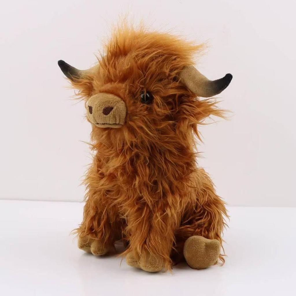 Plush Highland Cow Doll Snuggling Hugging Sofa Ornament Birthday Gifts Teens brown