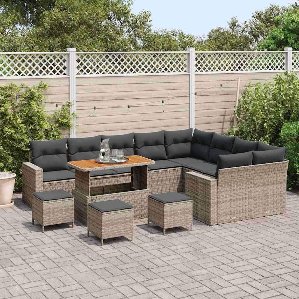 Garden Sofa Set 13 pcs Grey Poly Rattan