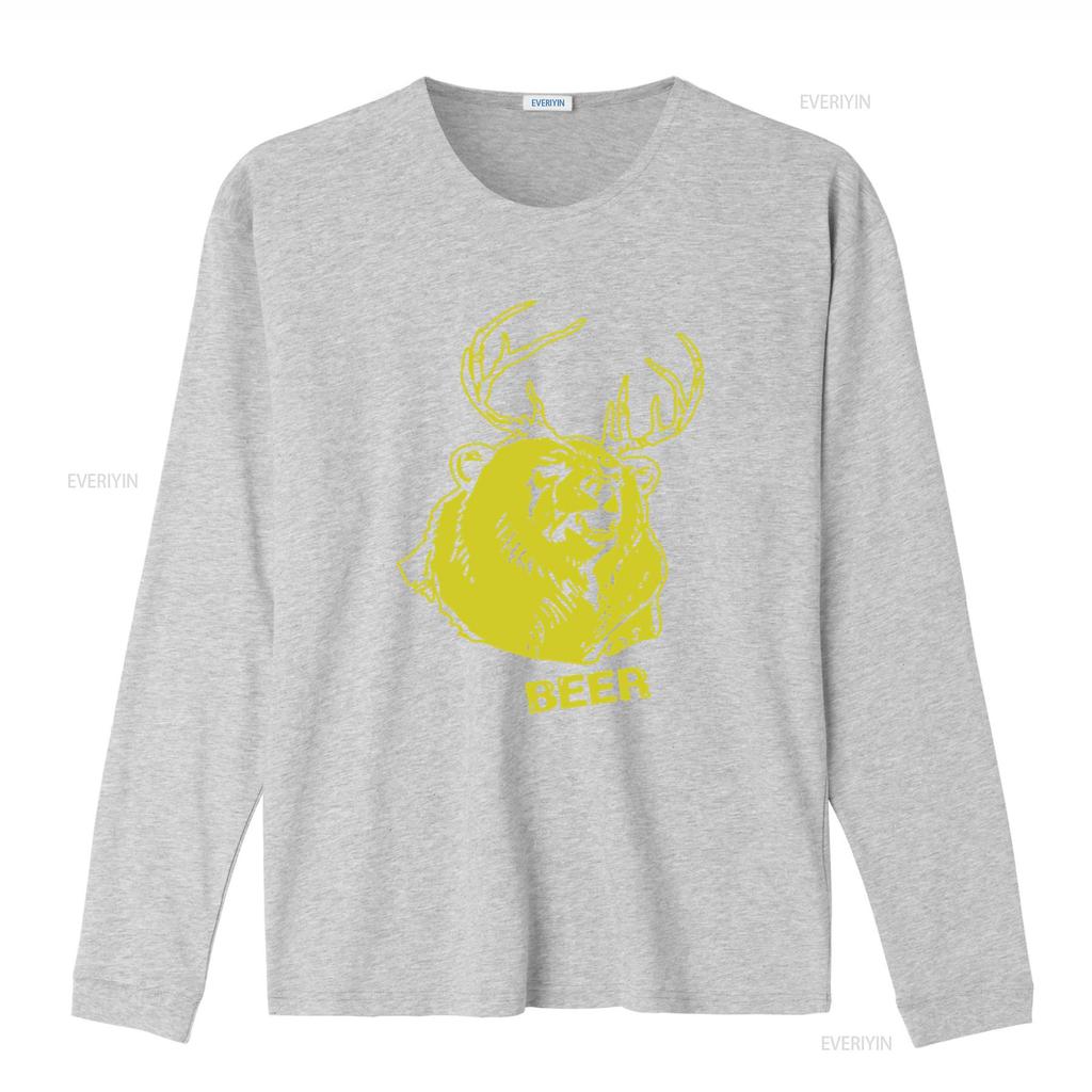 Bier Bär Reh Trinken Lustiges T-Shirt für Freizeit Vintage Gewaschen Leicht Bequem Weich Dehnbar Mode