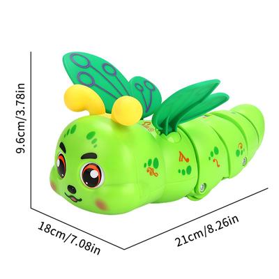 Stunt Spinning Caterpillar Toy, Electric 360° Rotatary Caterpillar Musical Toy With Wings, Creeping Caterpillar Crawling Car Toy
