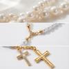 Sicilian Style Double-Layer Colorful Faux Pearl Cross Necklace
