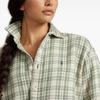 Polo Ralph Lauren SS24 Embroidered Plaid Single-Breasted Loose Long Sleeve Shirt Women Shirts Moss-Green 211928701-001