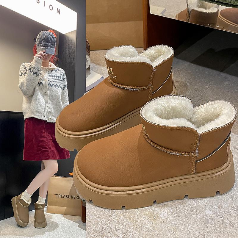 Winter New Women's Boots Snow Boots Women's Short Casual Large Size Thick-soled Thermal Velvet Cotton Boots Women