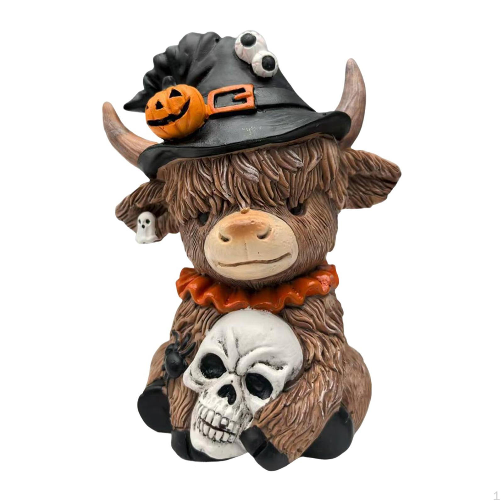 

Статуэтка коровы Скульптура животного Креативное настольное украшение Хэллоуин Фигурка для стола Офиса Книжной полки Style B