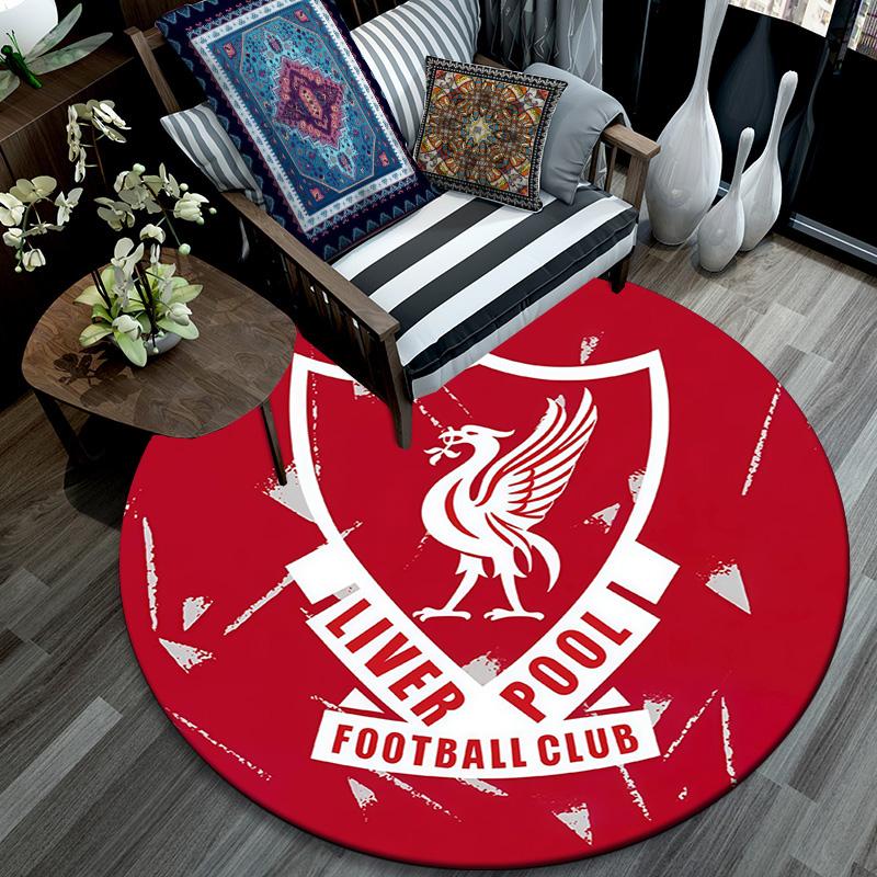 Liverpool Runder Teppich, Teppich für Wohnzimmer Schlafzimmer Sofa Spielzimmer Dekoration, Rutschfeste Bodenmatte