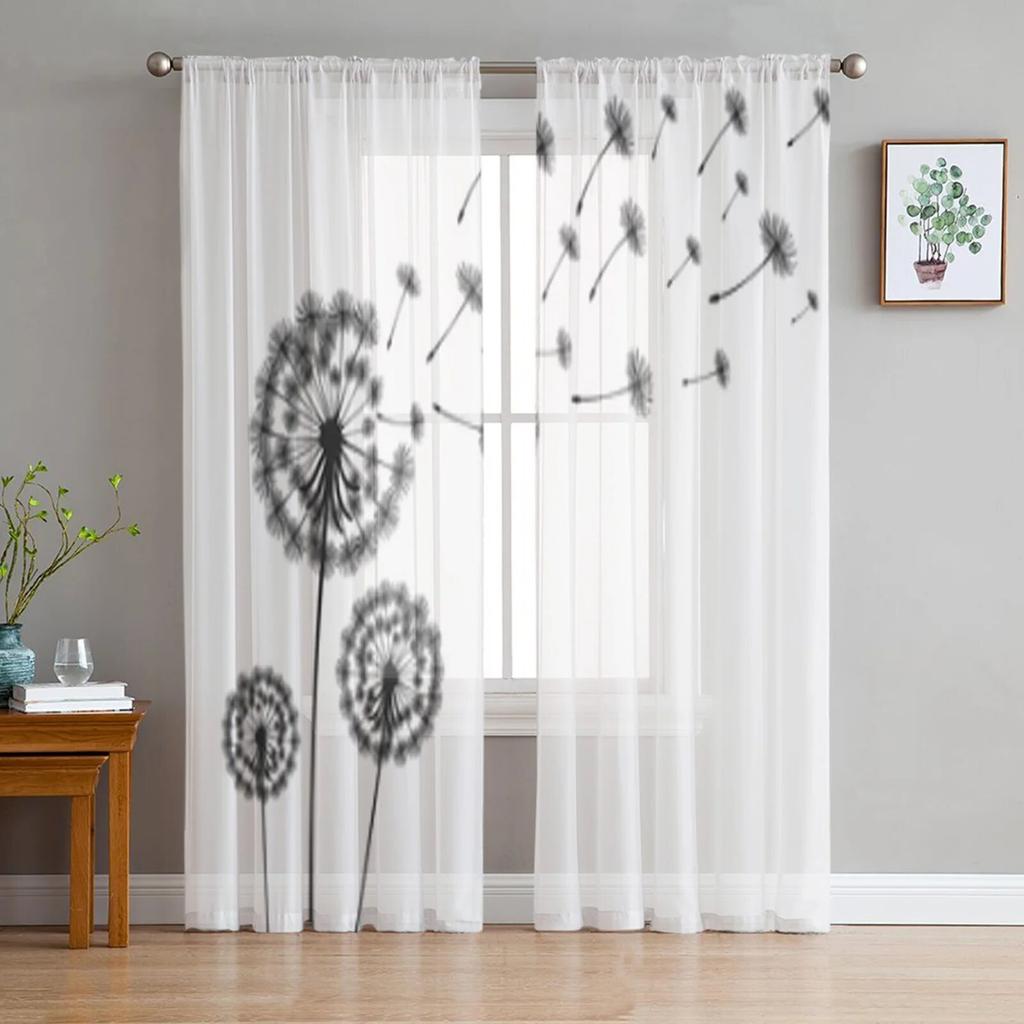 Dandelion Pattern Modern Tulle Curtains for Living Room Bedroom Home Kitchen Window Sheer Curtains