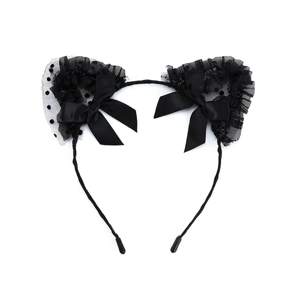 Sexy Black Cat Ears Head Bezel for Women Girls Cosplay Headwear Headband Girl Birthday Party Hair Accessories
