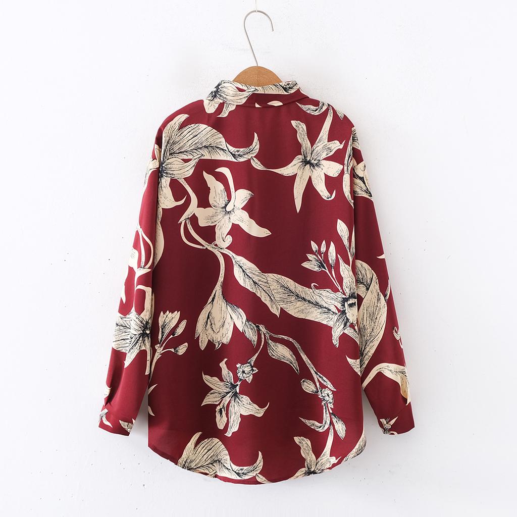 Dámská nová košile s květinovým potiskem, volným límcem a dlouhým rukávem