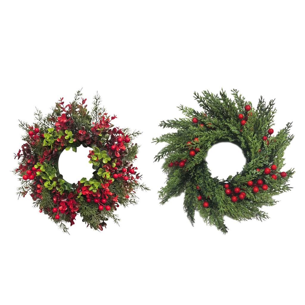 Christmas Wreath Ornament Front Door Winter Holiday Wreath Christmas Garland with Red Berry Clusters for Festival Home Office