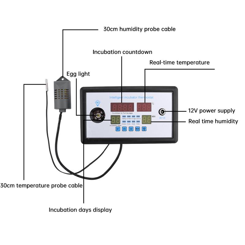 W9005 Egg Controller Incubator Multifunction Automatic Temperature & Humidity Control Thermostat for AC110-220V / DC 12V