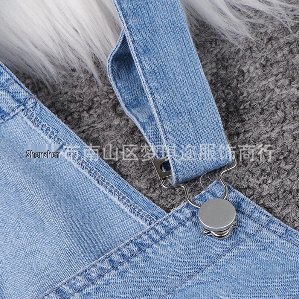 Damenmode Jumpsuit mit Kordelzug: Locker geschnittene Denim-Latzhose mit Schnürungsdetails