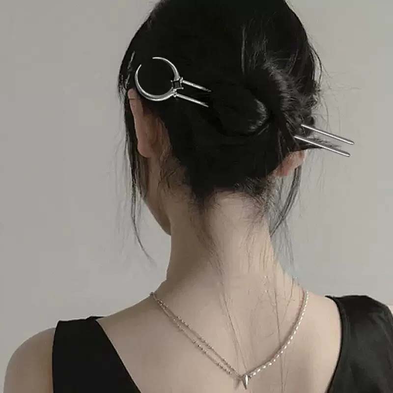 2026 Trendy U Shape Moon Hair Sticks for Women Vintage Elegant Chinese Black Crystal Hairpins DIY Hairstyle Hair Accessories