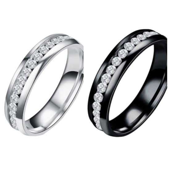 Magnetic Stainless Steel Ring, Rhinestone Adjustable Statement Jewelry for Women Men
