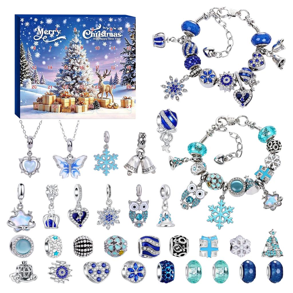 Christmas Advent Calendar DIY Alloy Bracelet Jewelry Set