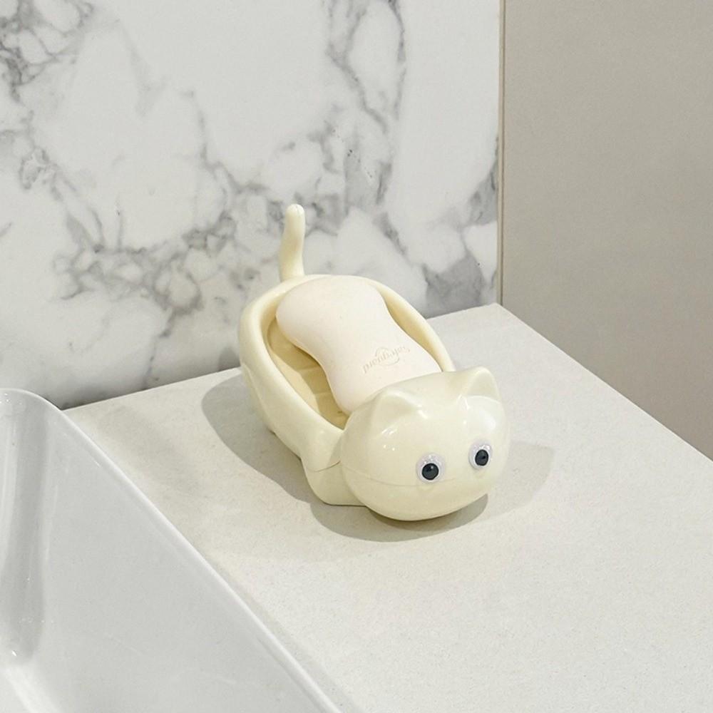 Bathroom Storage Organizer Cat Shaped Soap Dish No Drill Soap Holder Creative Soap Box Home