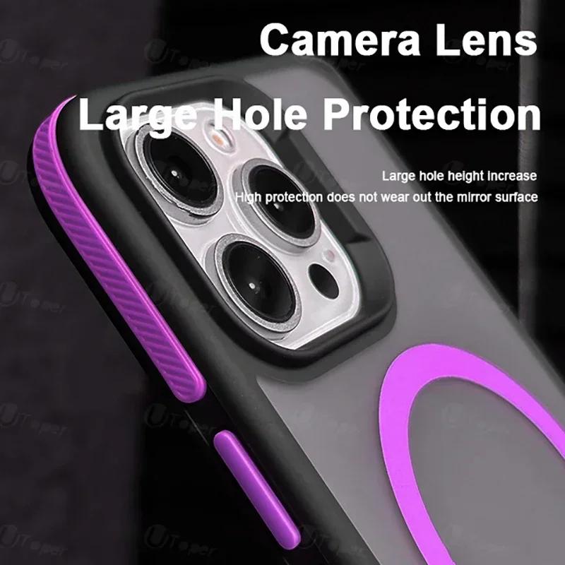 Zweifarbige matte, gefrostete magnetische Handyhülle für iPhone 17 16 15 14 Plus 13 12 11 Pro Max, durchsichtige, stoßfeste Hartschalenabdeckung