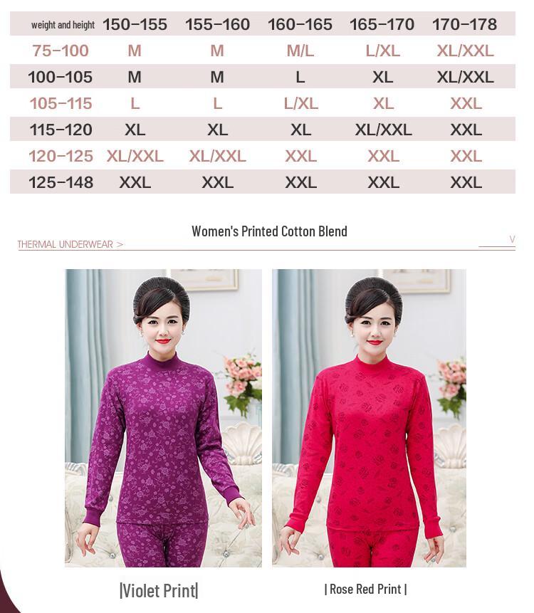 Hengyuanxiang Women's Pure Cotton Thermal Underwear Set