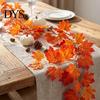 Autumn Aesthetic Room Ornaments Artificial Maple Leaf Garland, Hanging Plant Fake Fall Thanksgiving Decoration Supplies Rattan, Orange Red Gradient