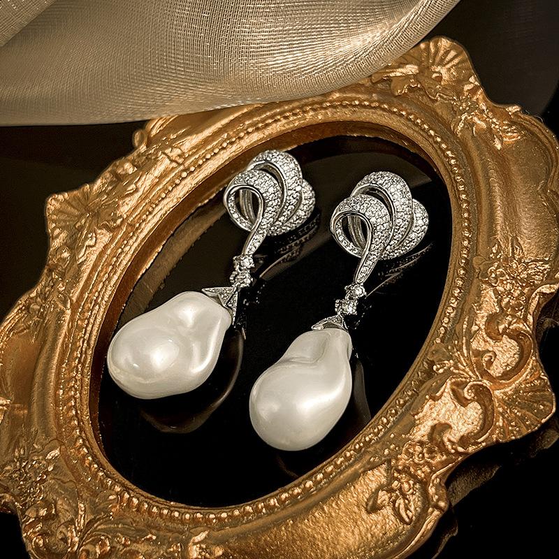 Jewelry Stud Earrings Geometric Imitation Pearl Baroque Jewelry High Sense Light Luxury Women