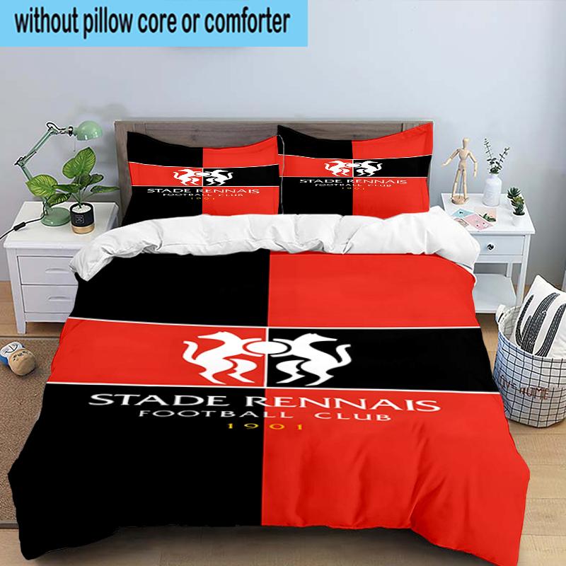 3PCS Stade Football Club Crest Bedding Set,Including 1pc Duvet Cover And 2pcs Pillowcases Perfect for Bedroom, Dormitory, Fan Christmas gift