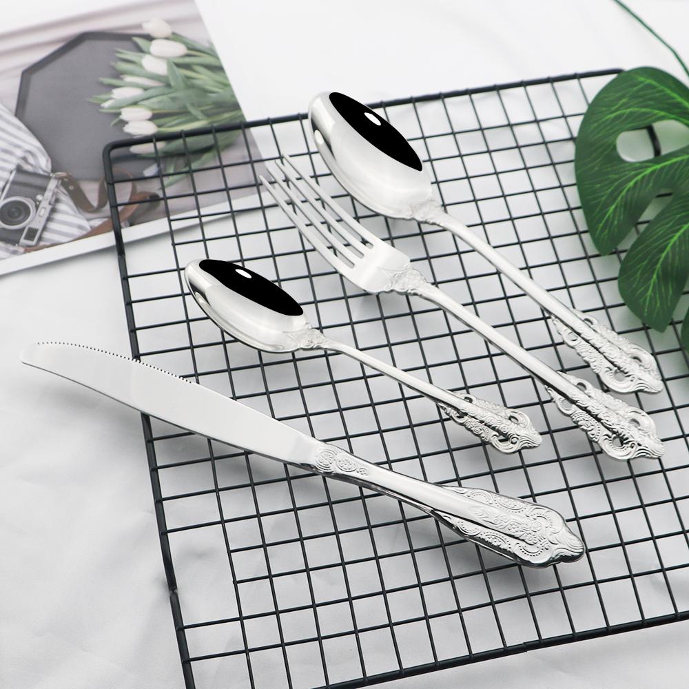 4Pcs Rose Gold Cutlery Set Dinnerware Set 18/10 Stainless Steel Knife Fork Spoon Kitchen Tableware Flatware Wholesale Set