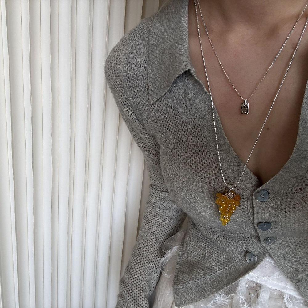 Jewelry Grapes Pendant Necklace Vintage Pearl Grape Sweater Chain Grape Cluster Necklace  Summer