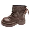 Black British Style Small Man Heightened Thick Heel Platform Martin Boots Women's 2025 New Autumn Retro Short Boots
