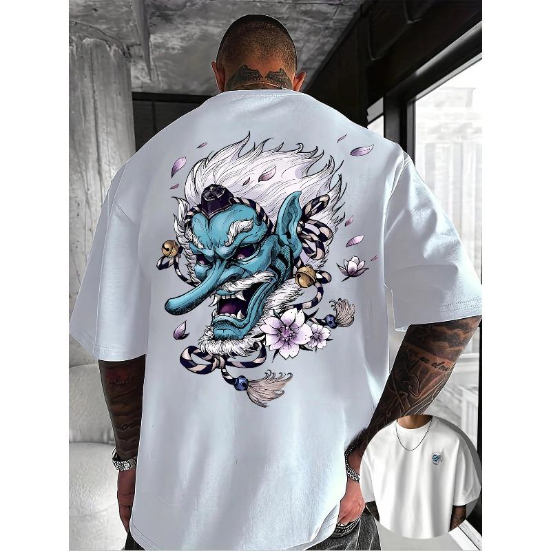 European Size Creative Front And Back Pattern Crew Neck T-Shirt, Pure Summer Trendy Fashion Short Sleeves, Daily Style Top, Unique Geometric Pattern