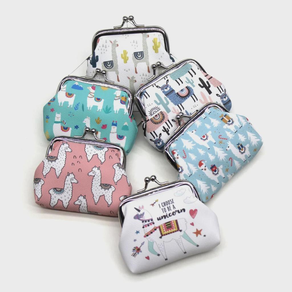 Cute Alpaca Animal Print Coin Purse - Small Wallet for Kids and Students