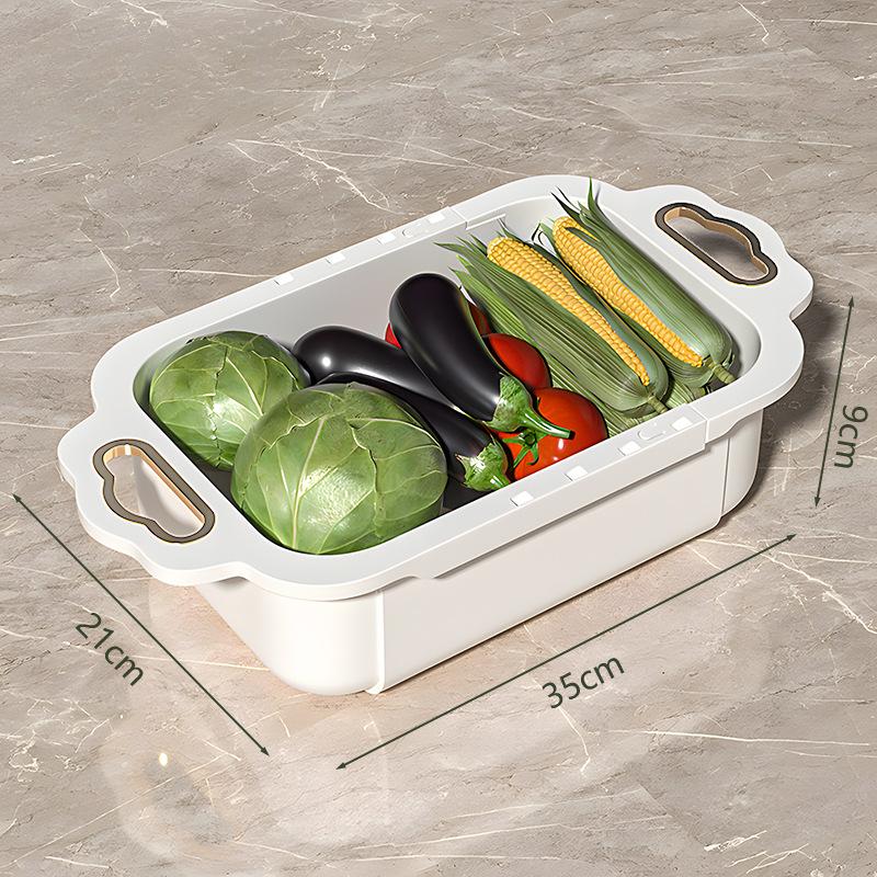 

1pcs 35x21cm Drain Basket Hanging Bag Without Punching Adjustable Kitchen Dishwashing Telescoping Rack Vegetable Washing Basket