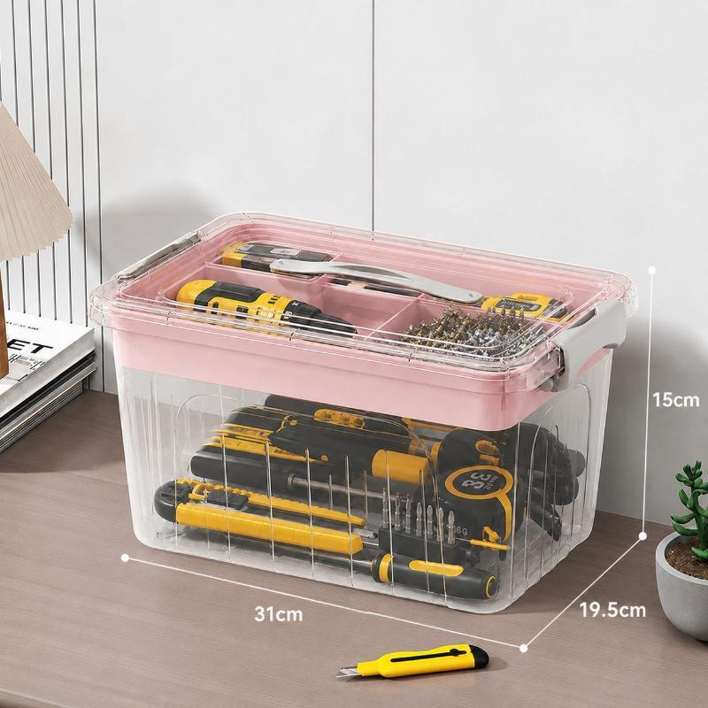 Transparent Double-Layer Toolbox Large Capacity Storage Container for Tiny Screws Jewelry Parts Home DIY Craft Organization