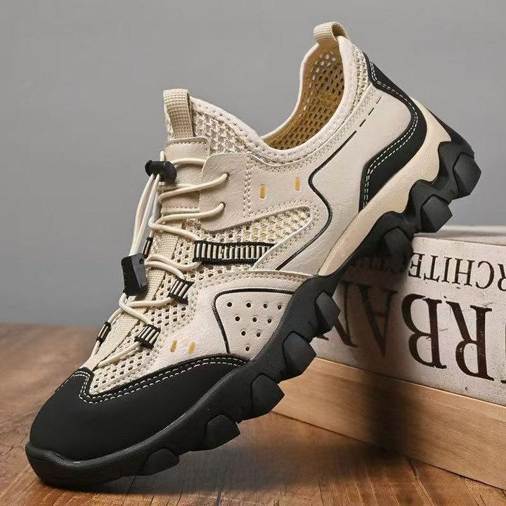 Men's Mesh Shoes Hollow Breathable Mesh Cloth Men's Sandals Non-slip Casual Shoes Fashionable Summer High-quality Outdoor Hiking Shoes