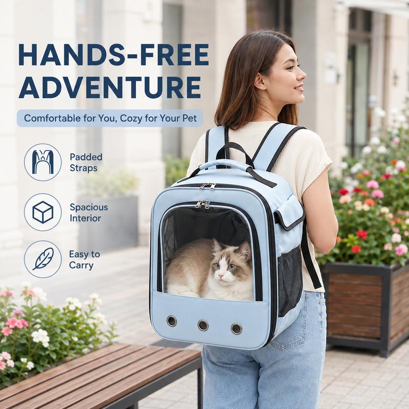Fashion Transparent Visible Pet Carrier, Portable Large Capacity Breathable Handheld & Dual‑Shoulder Bag for Cats Small Dogs